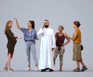 Basics_0495 - Standing A set containing 5 models of male and female adults standing in casual
