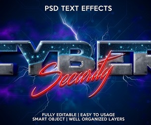 3D Cyber PSD Fully Editable Text Effect. Layer Style PSD Mockup Template