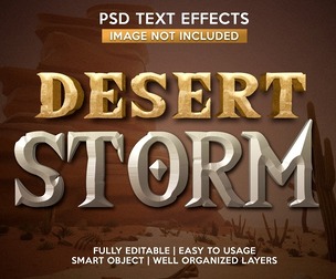 3D Desert Storm PSD Fully Editable Text Effect. Layer Style PSD Mockup Template