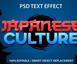 3D Japanese Culture PSD Fully Editable Text Effect. Layer Style PSD Mockup Template