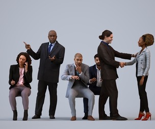 Basics_0500 - Business A set containing 5 models of male and female adults sitting in business