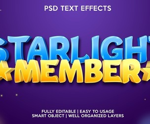 3D Strelilinght Member PSD Fully Editable Text Effect. Layer Style PSD Mockup Template