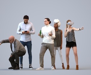 Basics_0502 - Standing A set containing 5 models of male and female adults standing in casual