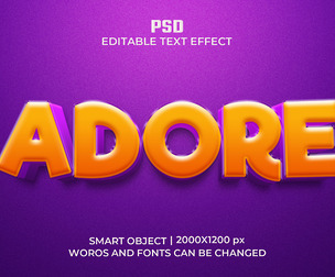 3D Adore PSD Fully Editable Text Effect. Layer Style PSD Mockup Template
