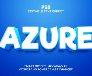 3D Azure PSD Fully Editable Text Effect. Layer Style PSD Mockup Template