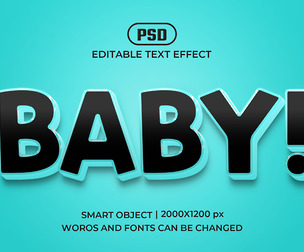 3D Baby! PSD Fully Editable Text Effect. Layer Style PSD Mockup Template