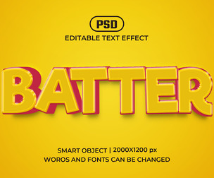 3D Batter PSD Fully Editable Text Effect. Layer Style PSD Mockup Template