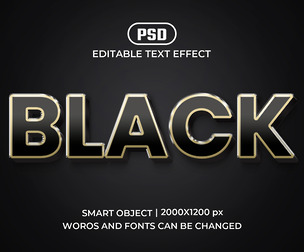 3D Black PSD Fully Editable Text Effect. Layer Style PSD Mockup Template