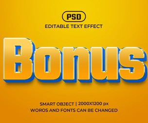 3D Bonus PSD Fully Editable Text Effect. Layer Style PSD Mockup Template