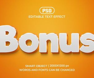 3D Bonus PSD Fully Editable Text Effect. Layer Style PSD Mockup Template
