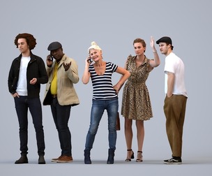 Basics_0505 - Standing A set containing 5 models of male and female adults standing in casual