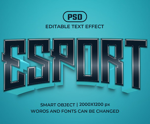3D Esport PSD Fully Editable Text Effect. Layer Style PSD Mockup Template