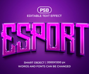 3D Esport PSD Fully Editable Text Effect. Layer Style PSD Mockup Template