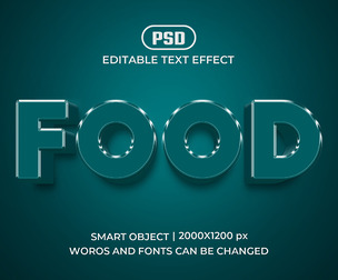 3D Food PSD Fully Editable Text Effect. Layer Style PSD Mockup Template