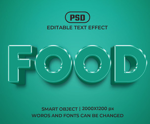 3D Food PSD Fully Editable Text Effect. Layer Style PSD Mockup Template