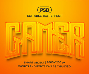 3D Gamer PSD Fully Editable Text Effect. Layer Style PSD Mockup Template