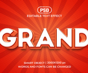 3D Grand PSD Fully Editable Text Effect. Layer Style PSD Mockup Template
