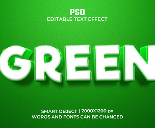 3D Green PSD Fully Editable Text Effect. Layer Style PSD Mockup Template