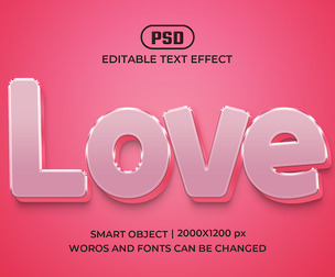 3D Love PSD Fully Editable Text Effect. Layer Style PSD Mockup Template