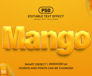 3D Mango PSD Fully Editable Text Effect. Layer Style PSD Mockup Template