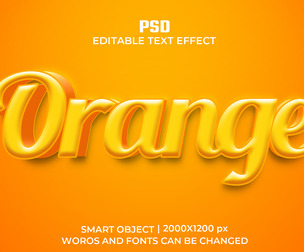 3D Orange PSD Fully Editable Text Effect. Layer Style PSD Mockup Template