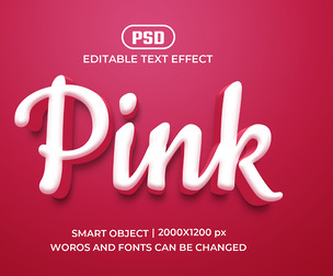 3D Pink PSD Fully Editable Text Effect. Layer Style PSD Mockup Template