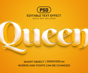 3D Queen PSD Fully Editable Text Effect. Layer Style PSD Mockup Template