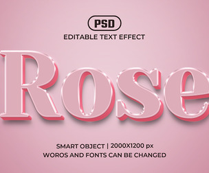 3D Rose PSD Fully Editable Text Effect. Layer Style PSD Mockup Template
