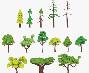 3D LowPoly Trees Pack Lite model