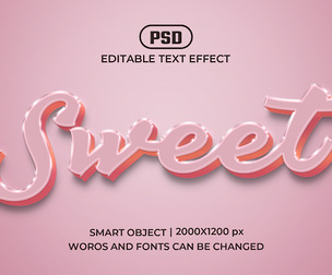 3D Sweet PSD Fully Editable Text Effect. Layer Style PSD Mockup Template