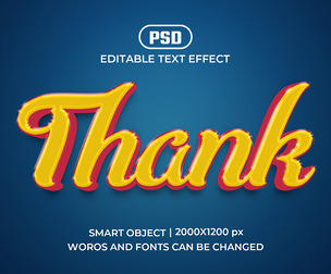 3D Thank PSD Fully Editable Text Effect. Layer Style PSD Mockup Template