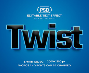 3D Twist PSD Fully Editable Text Effect. Layer Style PSD Mockup Template