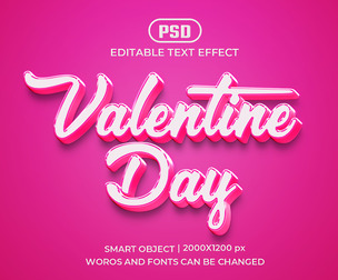 3D Valentine Day PSD Fully Editable Text Effect. Layer Style PSD Mockup Template