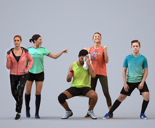 Basics_0509 - Sport A set containing 5 models of male and female adults standing in sport attire