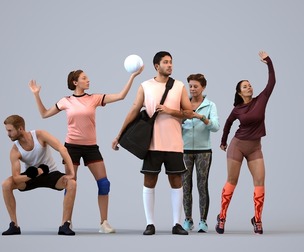 Basics_0511 - Sport A set containing 5 models of male and female adults standing in sport attire