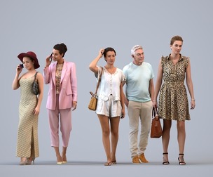 Basics_0512 - Walking A set containing 5 models of male and female adults walking in casual attire