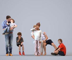 Basics_0515 - Kids A set containing 5 models of male and female children with or without parents