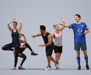Basics_0516 - Sport dA set containing 5 models of male and female adults in sport attire doing