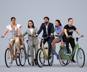 Basics_0517 - Cycling A set containing 5 models of male and female adults in public settings with