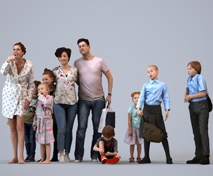 Basics_0519 - Kids A set containing 5 models of male and female adults or kids standing in casual
