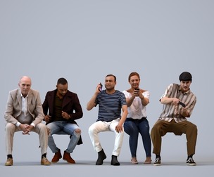 Basics_0520 - Sitting A set containing 5 models of male and female adults sitting in casual attire
