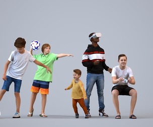 Basics_0521 - Kids A set containing 5 models of male teens standing or sitting in casual attire