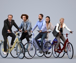 Basics_0522 - Cycling A set containing 5 models of male and female adults in public settings with