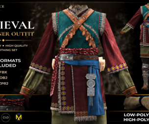 Medieval Commoner Outfit | High Poly & Low Poly | 4K PBR Textures