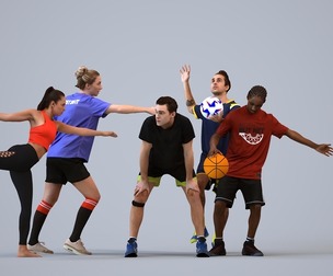 Basics_0523 - Sport A set containing 5 models of male and female adults standing in sport attire