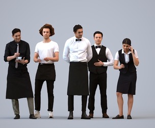 Basics_0524 - Hospitality A set containing 5 models of male and female adults standing working in
