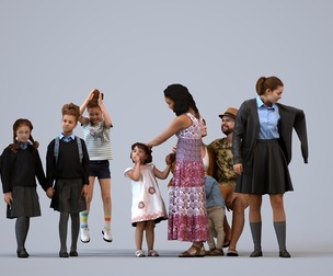 Basics_0525 - Kids A set containing 5 models of male and female adults and kids in casual attire