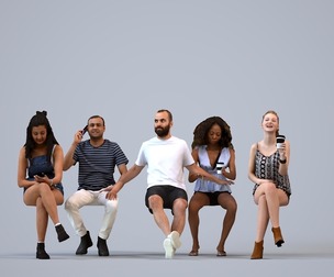 Basics_0526 - Sitting A set containing 5 models of male and female adults sitting in casual attire