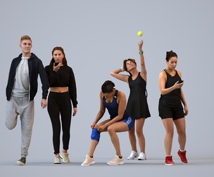 Basics_0527 - Sport A set containing 5 models of male and female adults standing in sport attire