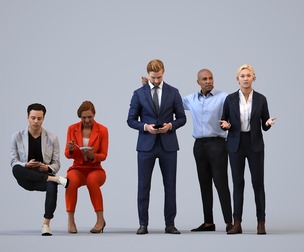 Basics_0532 - Business A set containing 5 models of male and female adults standing in business